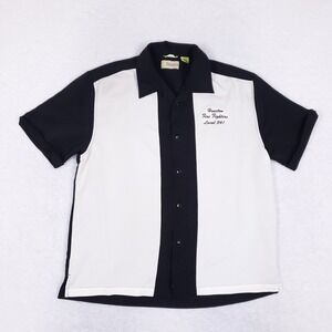 Cubavera Bowling Shirt L Houston Fire Fighters Local 341 Black White Camp Collar